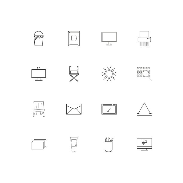 创意过程和设计线性薄图标集图片下载