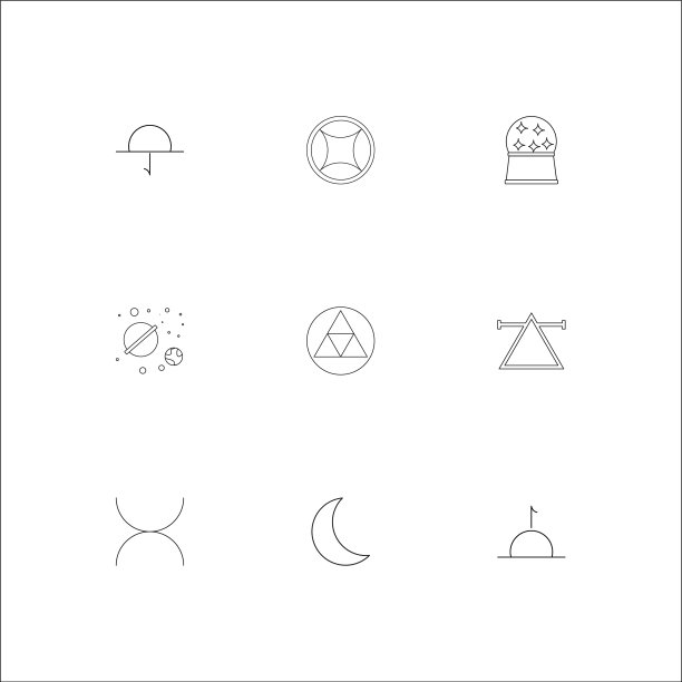 占星术轮廓图标集图片下载