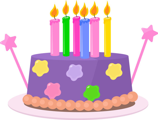 可爱的紫罗兰生日蛋糕在幼稚的设计上图片下载