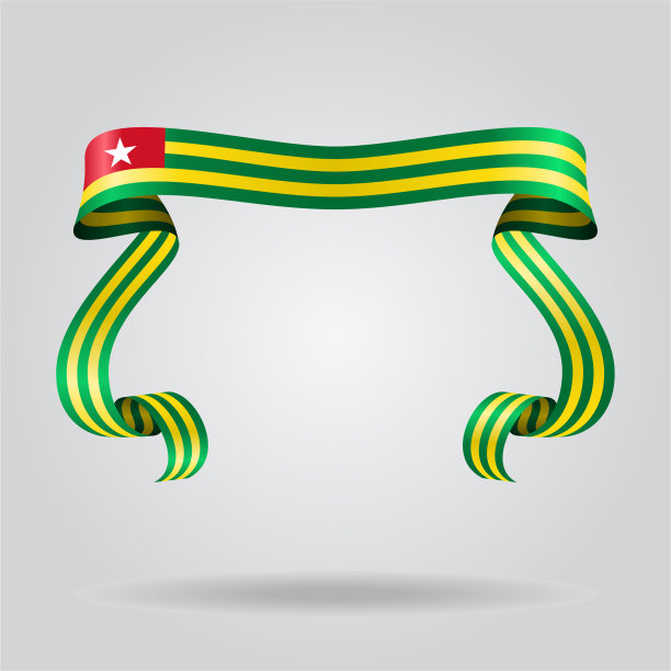 多哥旗帜波浪缎带背景图片下载