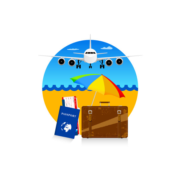 携带旅行箱和护照的旅行标志图片下载