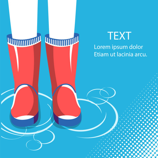 雨的背景是穿着红色橡胶靴子的人腿图片下载