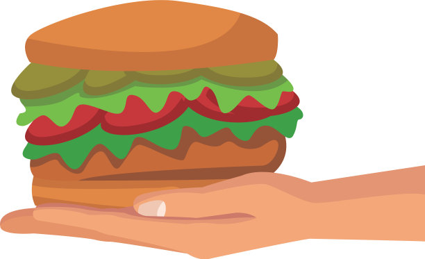 人类的手拿着美味的汉堡食物图片下载