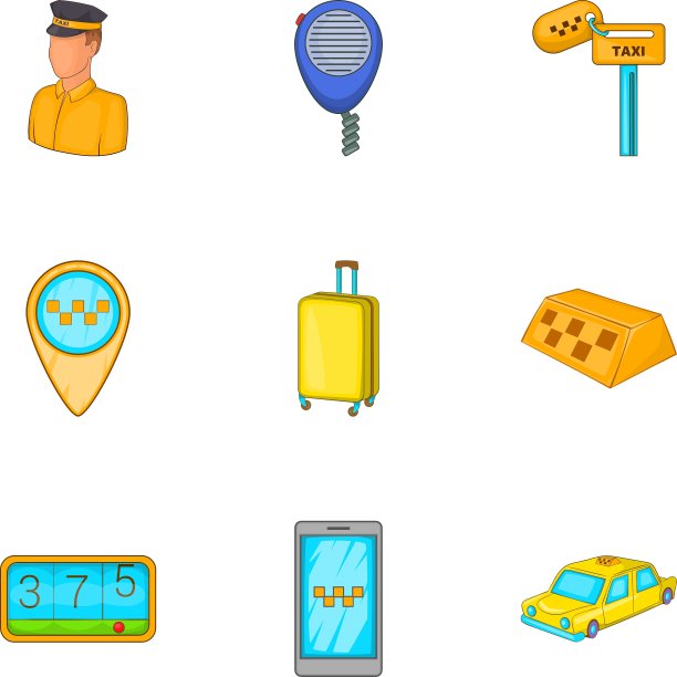 骑马的人图标设置卡通风格图片下载