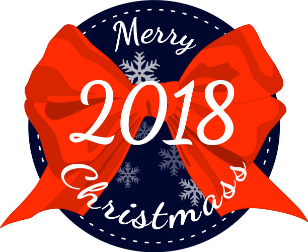 2018年圣诞快乐海报和红丝带蝴蝶结图片下载