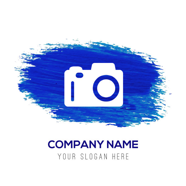 照片相机图标-蓝色水彩背景图片下载