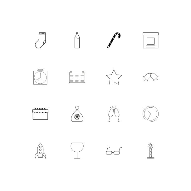 假日线形瘦削的图标集轮廓简单图片下载