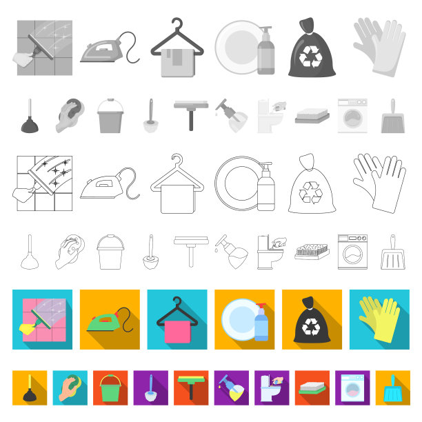 清洁和女佣单位的图标集合图片下载