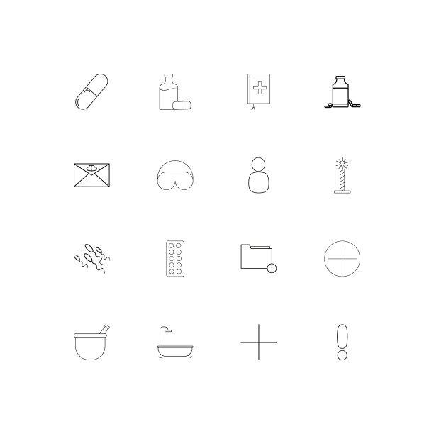 医疗保健和医疗线形细长图标集图片下载