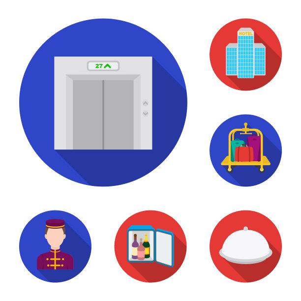 酒店和设备平面图标集合图片下载