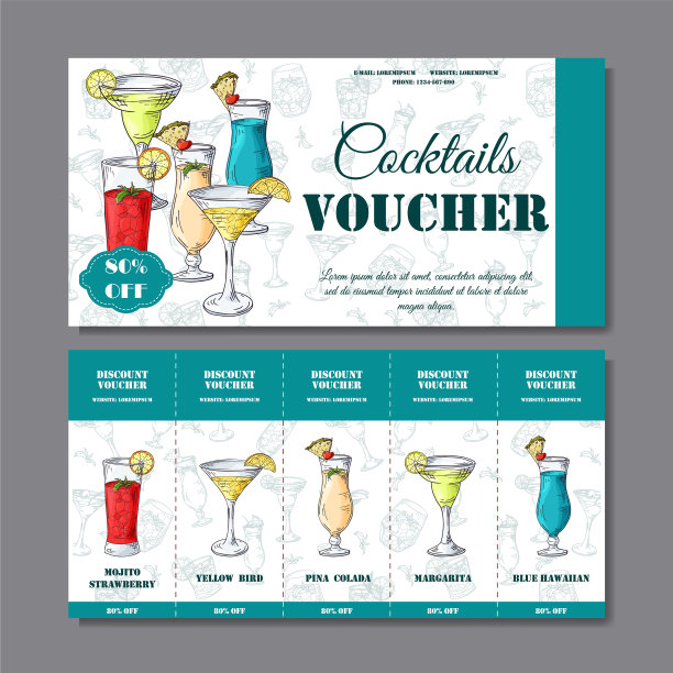 咖啡厅或餐厅的鸡尾酒折扣券图片下载