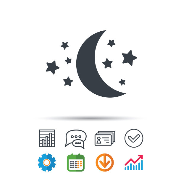 月亮星星图标夜间睡眠标志图片下载