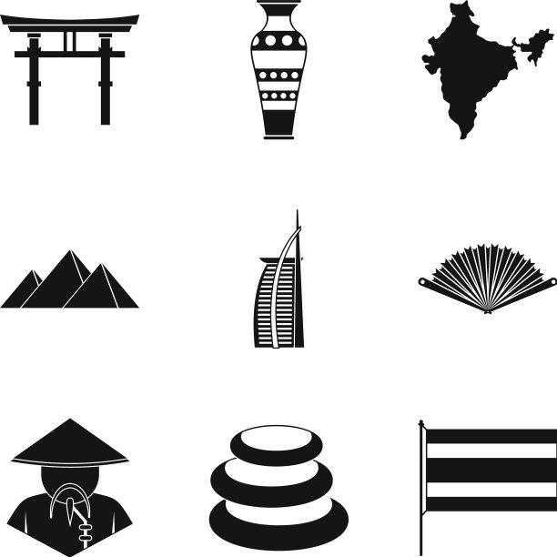 宗教场所的图标设置简单的风格图片下载