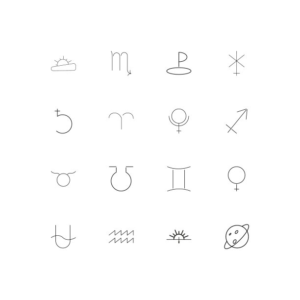 占星术简单的线性图标设置概述图标图片下载