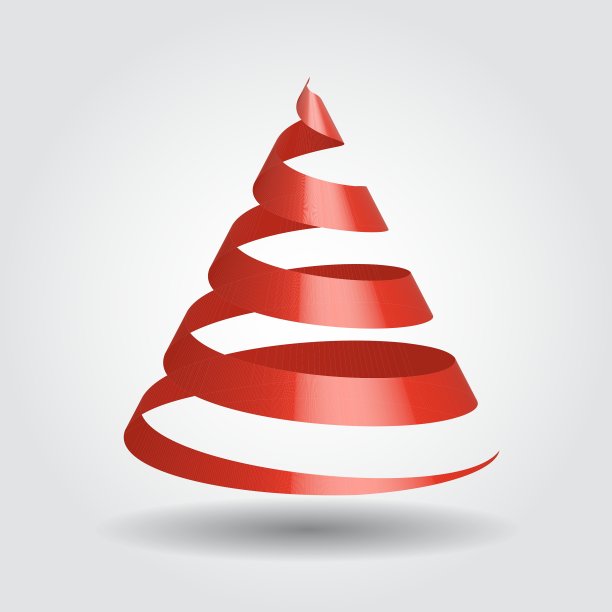 圣诞树形状的红丝带图片下载