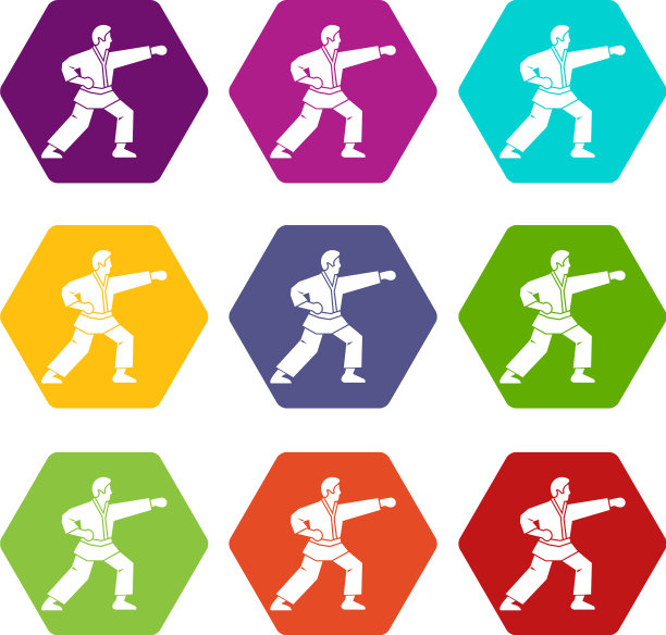 合气道战斗机图标设置颜色六面体图片下载