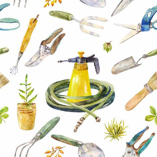 水彩园林乐器无缝图案上图片下载