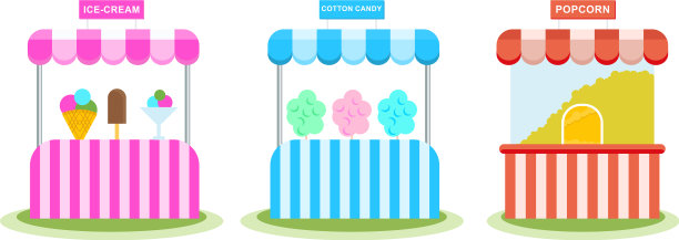 摊位上有冰淇淋和爆米花图片下载