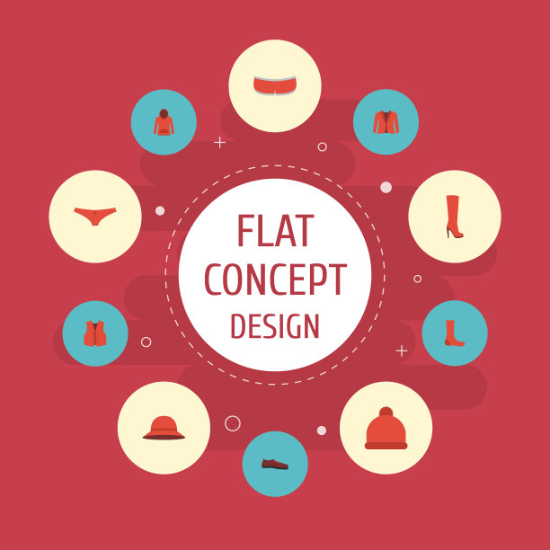 平图标靴子优雅的帽子短裤和图片下载