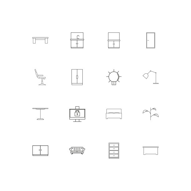 家具简单的线性图标设置概述图标图片下载