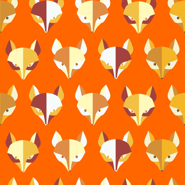 纸狐狸橙色无缝图案图片下载