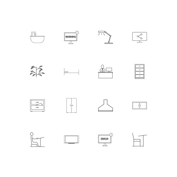 家具简单的线性图标设置概述图标图片下载