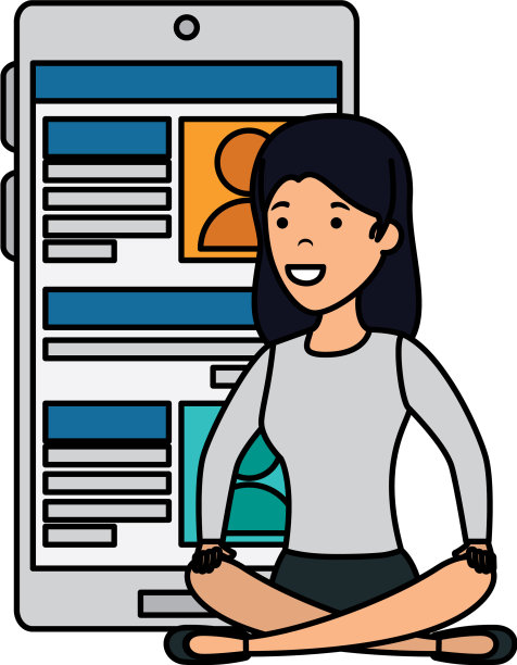 年轻女子拿着智能手机图片下载