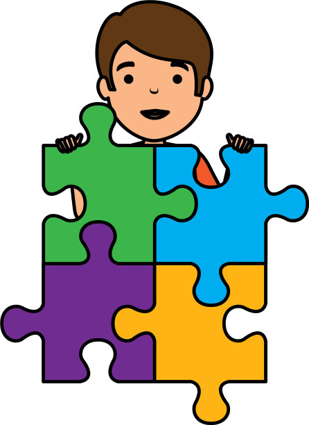 带着拼图的小男孩图片下载