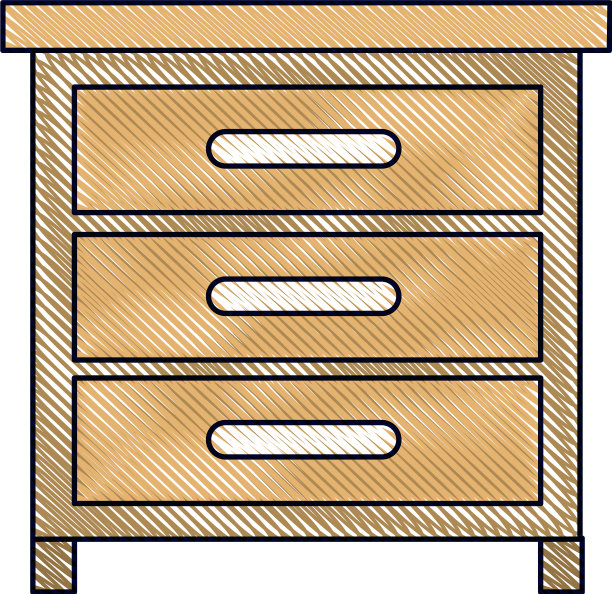 五斗橱正面视图，彩色蜡笔图片下载