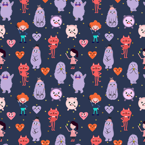 可爱的卡通滑稽的怪物心爱男孩图片下载