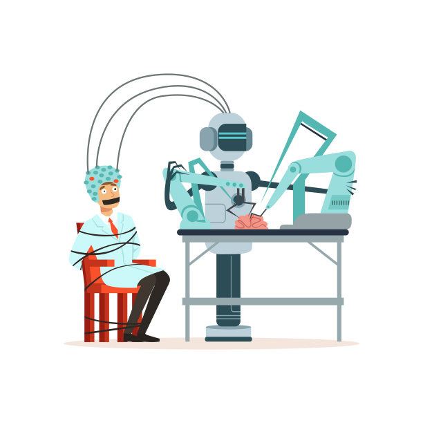 在实验室人身上做实验的机器人图片下载