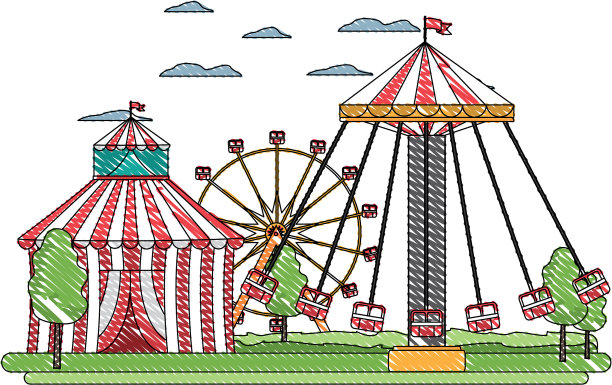 涂鸦马戏团和机械摇椅狂欢节图片下载