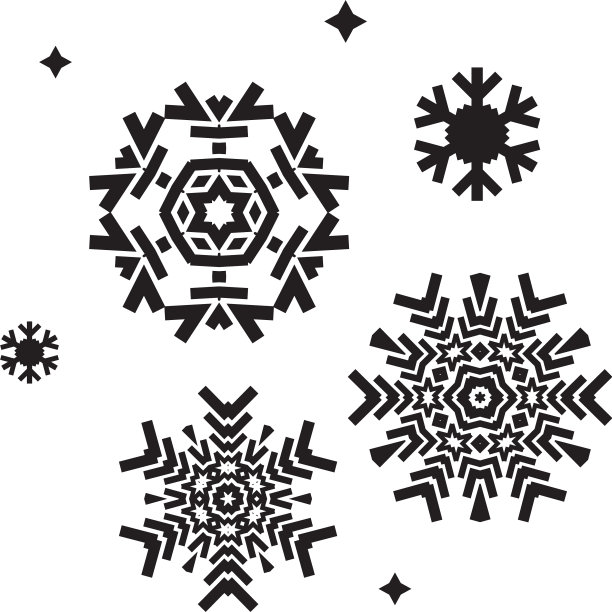 雪花黑色扁平图标集图片下载