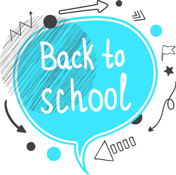 回到学校概念蓝讲话泡泡图片下载