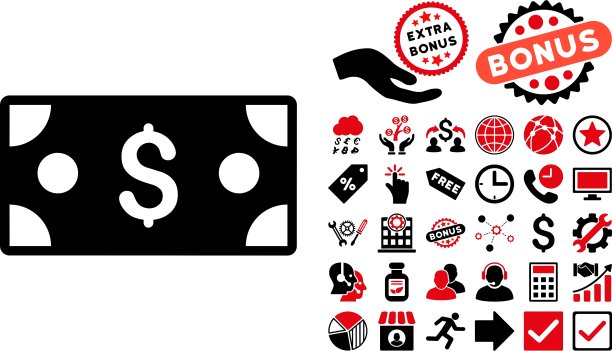 带赠品的纸币扁平图标图片下载