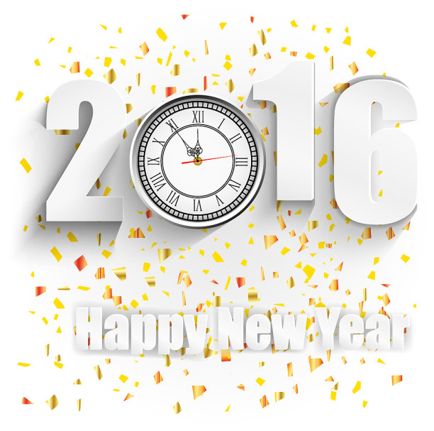 用时钟祝2016年新年快乐图片下载