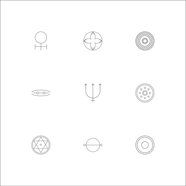 占星术轮廓图标集图片下载
