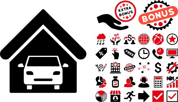 带奖励的汽车修理厂扁平图标图片下载