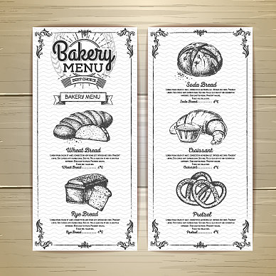复古烘焙菜单设计餐厅菜单图片下载