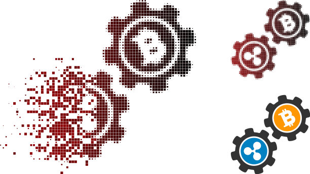 分散的点状半色调波纹比特币齿轮图片下载