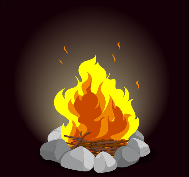 篝火在黑色背景图片下载