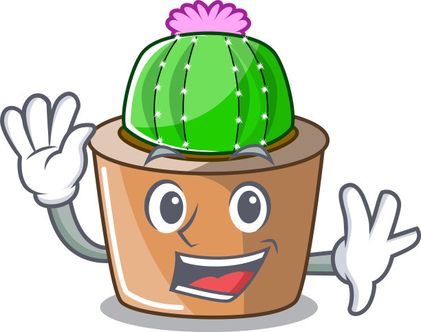 在仙人掌农场挥舞卡通明星仙人掌图片下载