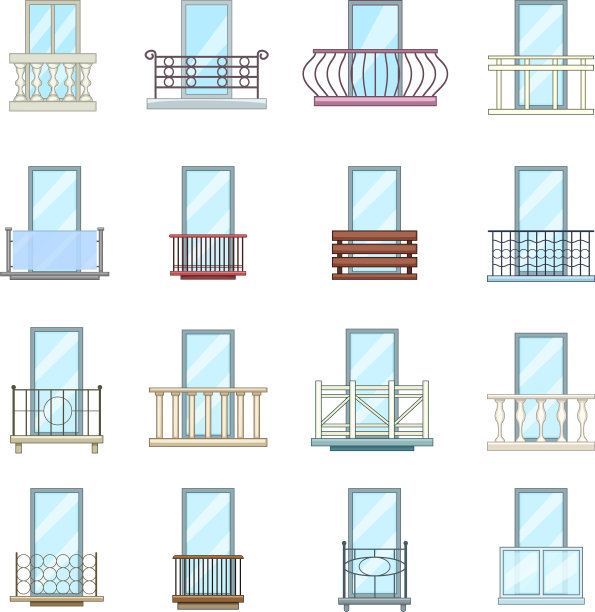 阳台窗体窗口图标设置卡通风格图片下载