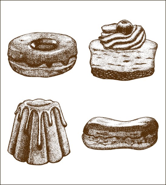 一套油炸圈饼蛋糕泡芙图片下载