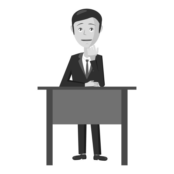 商人在桌子上图标灰色单色风格图片下载