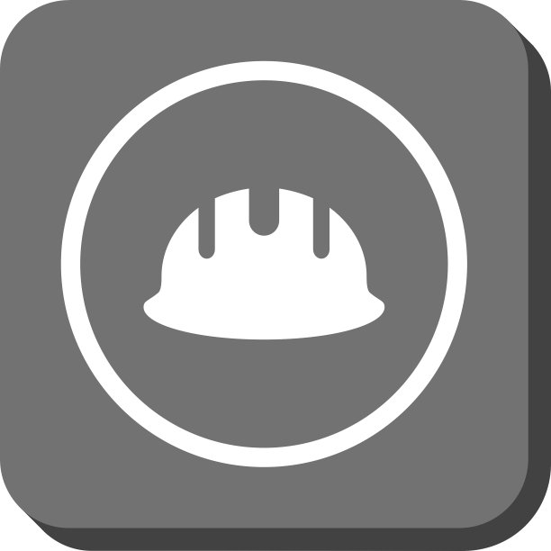 建筑工人安全帽圆形方块图标图片下载