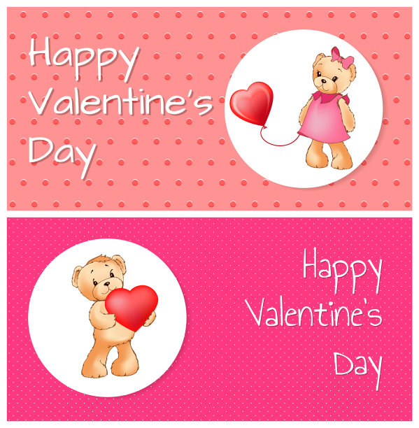 海报上可爱的泰迪熊拿着心形气球图片下载