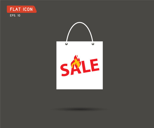 纸购物袋图标网上商店销售标志图片下载