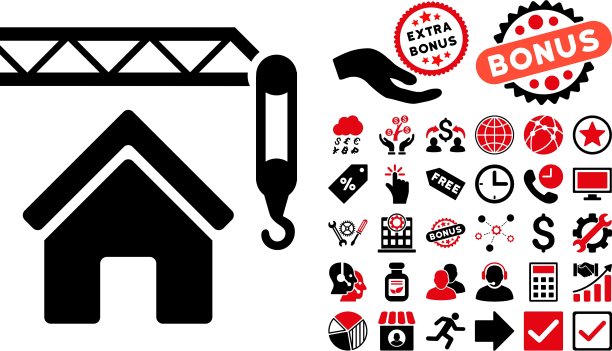 房屋建造扁平图标（含赠品）图片下载