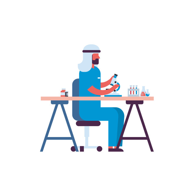 用显微镜工作的阿拉伯男性科学家图片下载